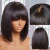 Peruca Transfronteiriça Moda Feminina Europeia e Americana Fibra Química Cobertura de Cabeça Preto Meio Ponto Franja Reta Cabelo Liso Curto Bob Fivela Interna
