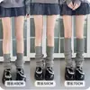 Calcetines Japoneses de Media Pantorrilla para Niñas de Otoño e Invierno, Calcetines de Punto Holgado, Calcetines Versátiles con Logo Metálico, Calcetines Gruesos de Punto Cálidos, Calcetines Sencillos