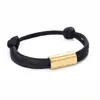 Joyería Transfronteriza Europea y Americana, Pulsera Ajustable Cuadrada de Tubo de Acero Inoxidable con Láser, Pulsera Ajustable Tejida a Mano de Paracord