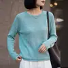 Suéter de Punto de Tencel con Lentejuelas para Mujer, 26 Estilos, Corte Holgado, Cuello Redondo, Dobladillo Enrollado, Manga Larga Raglán, Suéter Pulóver de Lino