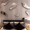 Xinmao Adesivos de Parede Espelhados de Pena Acrílica 3D Adesivos de Parede Espelhados Criativos de Pena DIY Adesivos Decorativos de Espelho para Sala de Estar Quarto