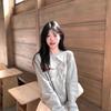 Suéter de Gola Redonda Outono e Inverno Feminino Simples para o Trabalho Pastoral Camisa Básica Moletom Top Roupas Estampado Ins Elegante Socialite