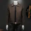 Jaqueta de Couro para Motociclista Masculina, Nova Jaqueta de Couro Slim Fit Estilo Coreano com Gola Curta para Primavera, Outono e Inverno, Casaco Casual Tendência para Jovens