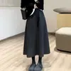 Falda de lana gris para mujer, nuevo estilo coreano de otoño e invierno 2026, elegante y estilizada, corte recto, ajustada al cuerpo, falda de longitud media