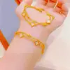 Loja de Ouro Mesmo Estilo Areia Dourada Laser Cabaça Pulseira Alta Retenção de Cor Brilhante Borboleta Joias Nicho Exquisite Trevo de Quatro Folhas Atacado