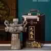 Jingdezhen Garrafa de Vinho de Cerâmica Tripé Antigo de Nove Dragões Jarra de Vinho Vazia Bule de Vinho Recipiente para Fermentação Conjunto de 2,5 kg Bronze Imitado para Uso Doméstico