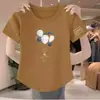 Ropa de Maternidad Diseño Femenino Blanco Nuevo Camiseta de Manga Corta Tipo Algodón Versátil Estilo Coreano Top Holgado Moda Capa Base