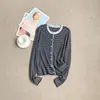 Suéter de malha justo, modelador, com botões frontais e gola redonda, novo cardigã fino estilo coreano para primavera/outono, estilo versátil