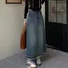 2026 novo jeans slim de corte A para garota descolada com fenda lateral