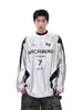 Sudadera con Hombros Caídos de Algodón-Poliéster Estilo Regular para Jóvenes, Camiseta Estampada Estilo Americano con Plata Líquida para Hombre, Jersey de Manga Larga para Otoño