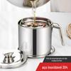 304 panela de óleo de aço inoxidável de grande capacidade filtro de óleo de armazenamento de resíduos de banha quente tanque de óleo de cozinha doméstico filtro de óleo garrafa de óleo