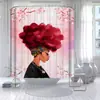 Cortina de Ducha Serie Cabeza de Mujer Morada, Múltiples Diseños Florales, Juego de Tres Piezas para Baño Impreso Digitalmente, Juego de Cuatro Piezas, Gran Cantidad, Excelente Precio