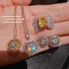 Collar vintage italiano con gemas de copo de nieve y estrella, pendientes vintage de circonita y girasol chapados en oro de 18 quilates.