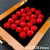 Flor de Loto tallada en Cinabrio con el Carácter para Bendición Cuentas Redondas DIY Pulsera Tejida a Mano Materiales para Pulseras Accesorios