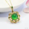 Colgante de Ágata Verde Hielo Natural Guan Yu Collar de Flor de Calcedonia para Mujeres Transmisión en Vivo Venta al por Mayor S4121303L