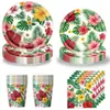 Decoraciones para Fiesta Temática de Flor de Hibisco Hawaiano de Verano de Amazon Platos Desechables de Papel Vasos de Papel Mantel Banderines Triangulares