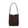 Bolsa transversal de moda com textura tramada bolsa de ombro única retrô estilosa tendência bolsa balde simples casual para o dia a dia de comércio exterior