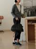 Suéter de Lã Tricotado com Gola Grande, Cor Contrastante, Falso Duas Peças, Estilo Minimalista, Guarda-Roupa, Outono e Inverno para Mulheres
