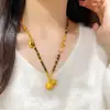 Collar Colgante de Calabaza con Bolsita de Piedra Ojo de Tigre Natural y Arena Dorada para Mujer, Cadena Larga para Suéter, Estilo de Lujo Ligero de Verano de Alta Gama
