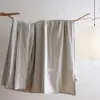 Colcha de verano de algodón y lino natural, colcha suave de lino color liso con soja para aire acondicionado, juego de cuatro piezas de colcha de verano Clase A, lavable a máquina