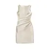 Elegante y Suave Vestido Chaleco Estilo Francés, Nuevo Estilo de Verano, Vestido Elástico Plisado, Falda Corta Ajustada, Falda que Ceñe la Cintura y Resalta las Caderas