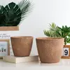 Cesta de Flores de Bambú de Imitación Retro Nórdico, Maceta de Piso para Balcón de Casa, Jardín, Macetero de Diámetro Grande para Plantas Verdes