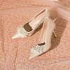 Sapatos de Noiva Usáveis Diariamente Daminha de Honra Casamento Francês Salto Alto Stiletto Sapatos Femininos 2025 Novo Bico Fino Sapatos de Casamento para Mulheres