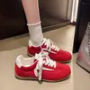 Zapatillas deportivas retro para mujer de estilo alemán, cómodas con suelas blandas, puntera redonda de moda, ligeras, con cordones, bloques de color, versátiles zapatos deportivos casuales