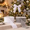 Cinta de dar forma tipo arpillera con borde de alambre de color cruzado Nudo de lazo para empaque de caja de regalo de Navidad Accesorios decorativos hechos a mano
