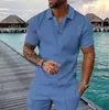 Nueva Moda Casual de Verano para Hombre Camisa Polo Estampado 3D Cuello Casual Manga Corta (1)