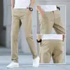 Calças Casuais Masculinas de Alta Qualidade de Hong Kong, Novo Estilo Outono, Corte Reto Solto, Calças Longas Elásticas Slim-Fit, Moda Coreana, Versátil