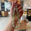 Cadena de Cristal con Cuentas Hecha a Mano para Teléfono Móvil de Celebridad de Internet para Mujeres, Llavero Exquisito y de Alta Gama Junta de Llavero Cadena Corta para Colgar el Teléfono Móvil en la Muñeca