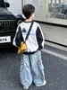 Sudadera para Niños 2026 Primavera Nuevo Diseño Color-Block Puntadas de Contraste Panda Roundy Marca de Moda Suéter de Primavera para Niños