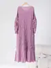 Vestido Elegante de Alto Padrão Estilo Francês Bordado à Mão para Mulheres da Miyake Heavy Industry, Afina a Cintura, Versátil Elegante Longo de Alto Padrão