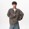 Estilo Old Money Camisa Retrô Meio Botão Masculina Outono Design High Street Top de Casal Marca Tendência Estilo Preguiçoso Casual Manga Longa