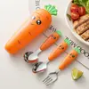 Set de Cubiertos Portátil de Zanahoria Acero Inoxidable 304 Cuchara Tenedor Infantil Alimentación para Bebés Cuchara Pequeña Raspador de Puré