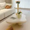 Mesa de centro con forma de nube para sala de estar, adecuada para espacios pequeños, color crema, diseño único, mesa de té creativa moderna y moderna, de moda