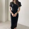 Vestido Forrado con Cuello en V de Estilo Maduro y Sencillo, Vestido Largo con Cintura Ceñida y Corte Recto, Nueva Moda Coreana para Mujer