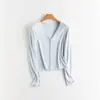 La Armadura Suave de "The Gentle Armor" Cárdigan de Cuello en V, Corte Holgado, Contiene 6% de Seda, Camiseta de Manga Larga, Chaqueta Pequeña, Top de Punto, Viscosa