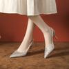 Hermosas sandalias de tacón de aguja puntiagudas con pedrería para mujer, verano, zapatos de boda de cristal, tacones altos, vestido de novia de alta gama para mujer