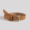 Cinturón de gamuza con remaches estilo occidental, hebilla sencilla con garra para mujer, cinturón de terciopelo de piel de ciervo de gran oferta en stock.