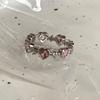 Anillo de circonita rosa con un estilo dulce y fresco para niña, diseño de nicho femenino, anillo de gran sentido, nueva moda