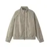 Chaqueta de cuero tie-dye deconstruida estilo retro americano para hombre, chaqueta de trabajo con cuello mao, abrigo aviador de corte holgado estilo motero para hombre