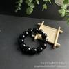 Amazon Venta Caliente Transfronteriza Obsidiana Verde Oro 16 Cuentas Redondas Pulsera Accesorios Moda Personalizada Pulsera Comodín Venta al por Mayor