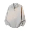 Moletom Masculino Muqiu com Meio Zíper e Gola Alta Waffle de Manga Longa Masculino de Caimento Solto Esportivo Casual Camiseta Top