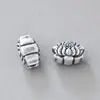 Cuentas espaciadoras de flor de loto y rosa de plata pura 999, accesorios para pulseras DIY, colgantes para collares de cuerda trenzada hechos a mano, accesorios de plata