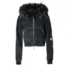 Moletom Dark Punk de Comércio Exterior Europeu e Americano, Novo Estilo de Rua Outonal Retro Lavado Gola de Pelo com Capuz Roupas da Moda