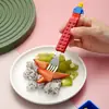 Estilo INS Criativo Desenho Animado Aço Inoxidável Garfo Colher Infantil Louça Blocos de Montar Bebê Conjunto de Louça Portátil