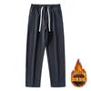 Calça Casual Muxi Clothing com Três Listras e Forro de Lã, Calça de Perna Larga Solta com Retalhos, Calça Esportiva Espessa Versátil para Estudante