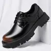 Zapatos transfronterizos talla grande 48, colección versátil de otoño, con cordones para hombre, bloques de color, diseño de puntera gruesa, zapatos Derby casuales de suela gruesa estilo británico